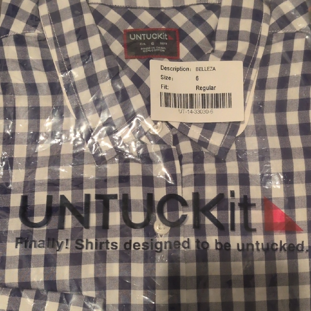 UNTUCKit Men's Navy and White Checkered Shirt